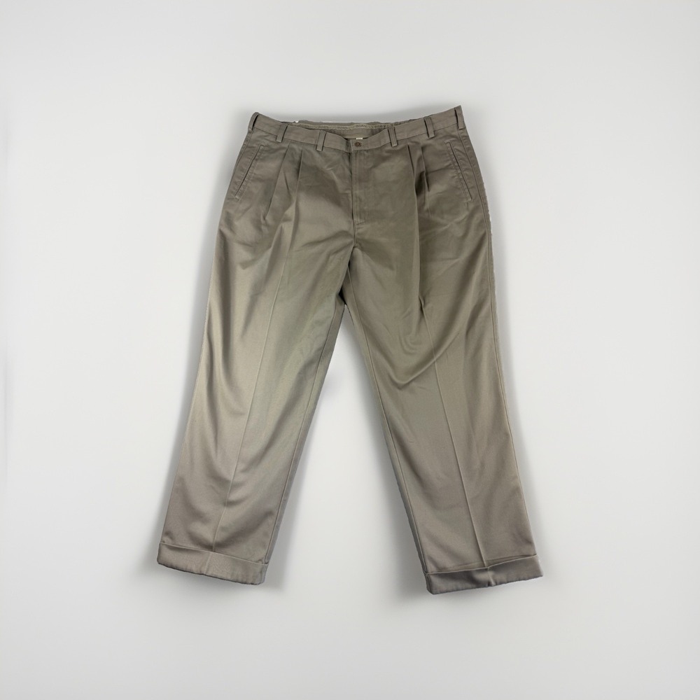 Cabela's beige tan pants slacks trousers, pleated cuffed, men's 44x29